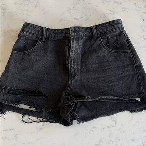 Rolla’s Dusters High Rise Slim Denim Shorts – Black (Size 30 / AUS 12)